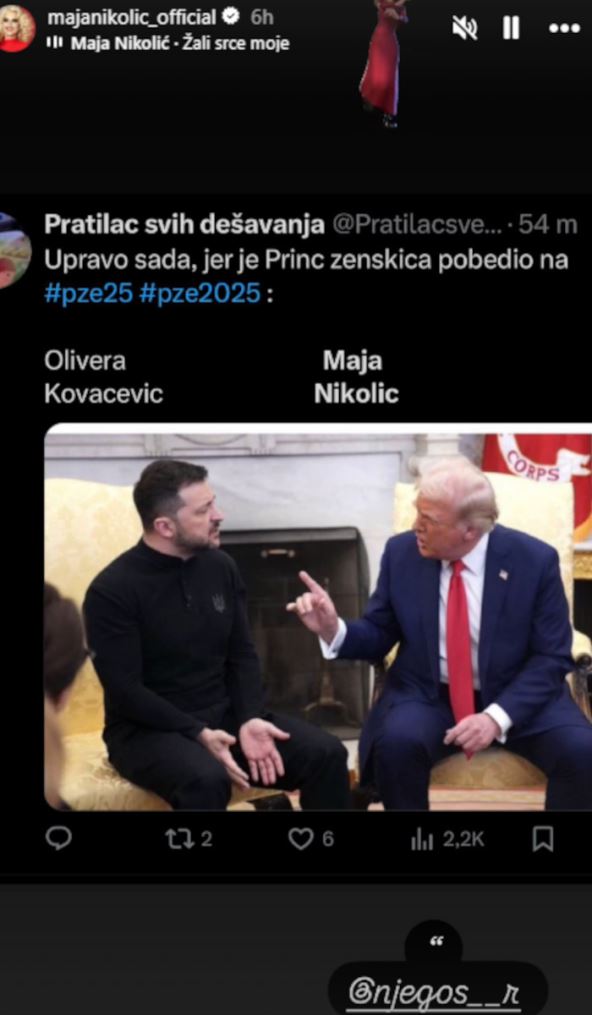 Maja Nikolić objava Tramp i Zelenski
