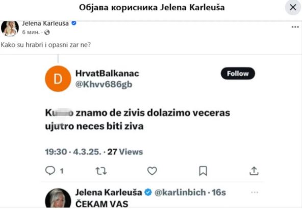 Jelena Karleuša fejsbuk objava