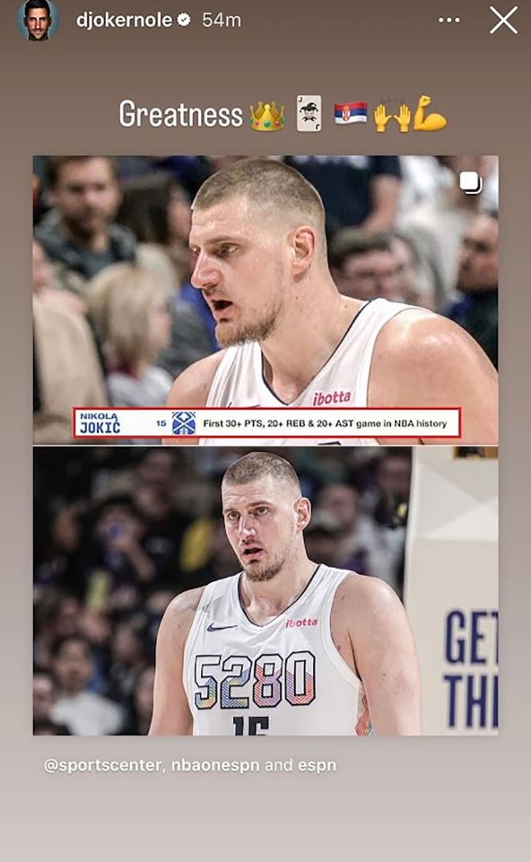 Novak Đoković o Nikoli Jokiću