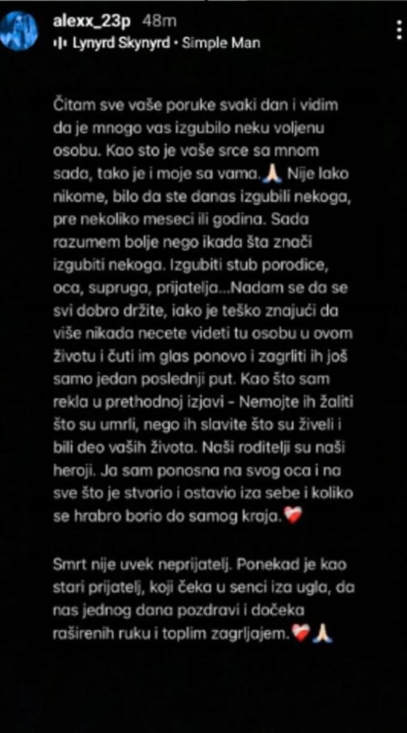Ćerka Saše Popovića se oglasila