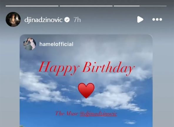 Melinina čestitka za Đinin rođendan na instagramu