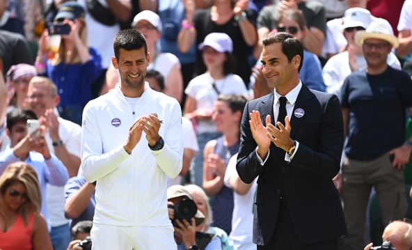 Novak Đoković i Rodžer Federer na Vimbldonu.