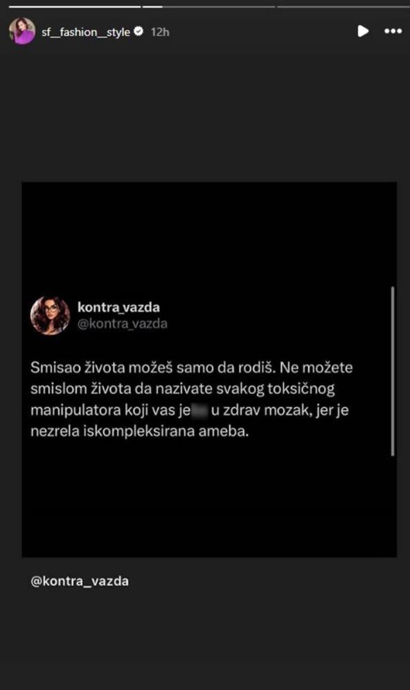 Sonja Vuksanović poruka na Instagramu