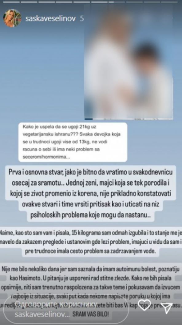 Saška Veselinov objava na instagramu o zdravstvenom stanju