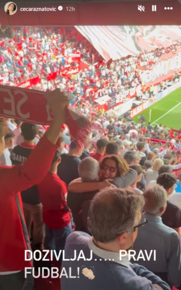 Ceca Ražnatović na fudbalskoj utakmici u Španiji