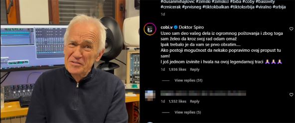 Cobijev komentar na instagramu na krađu pesme Dolazi zima