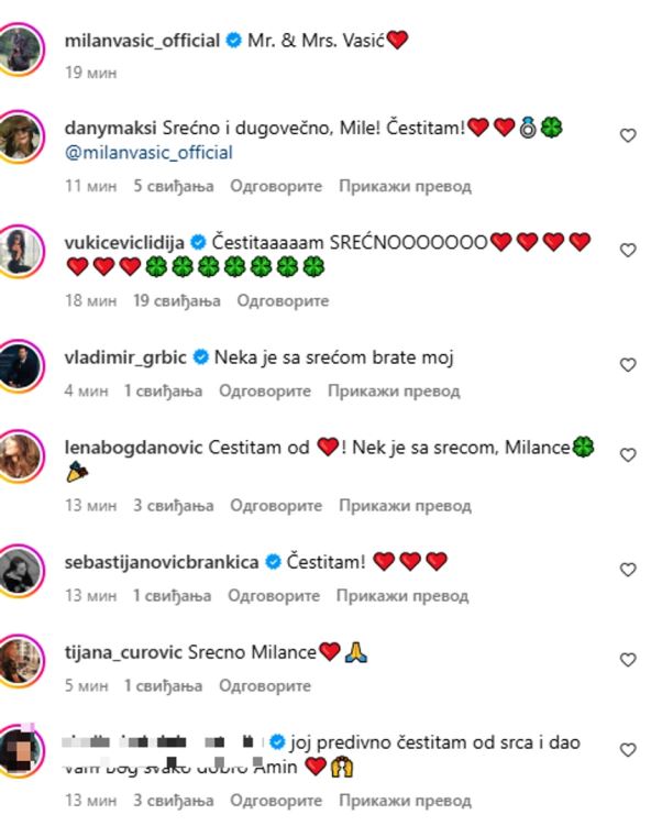 Glumci i glumice čestitaju Milanu Vasiću na ženidbi
