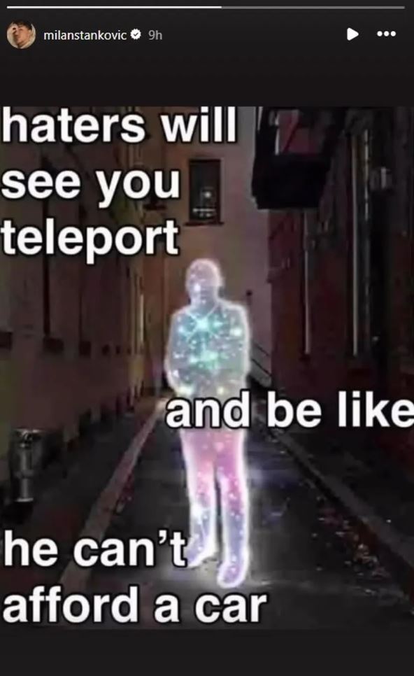 post Milana Stankovića na Instagram storiju