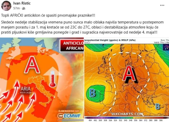 Ivan Ristić najavio preokret za prvomajske praznike
