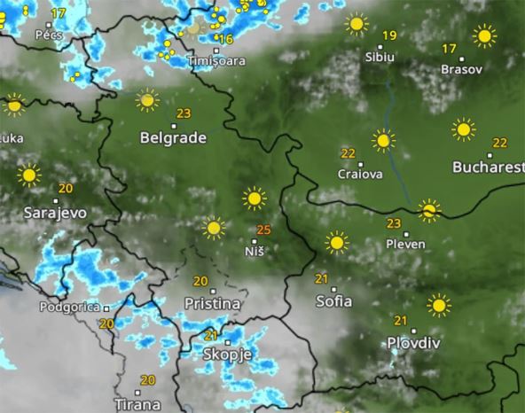Kretanje nevremena u 17. sati