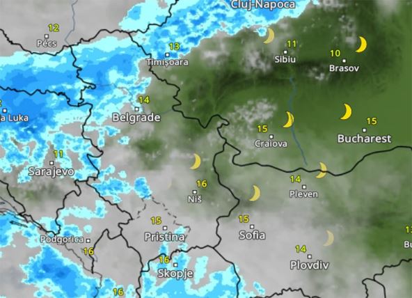 Kretanje nevremena u 22 sata