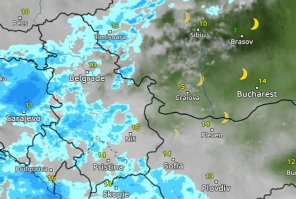 Kretanje nevremena u ponoć