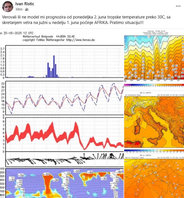najava Ivana Ristića za vrućine