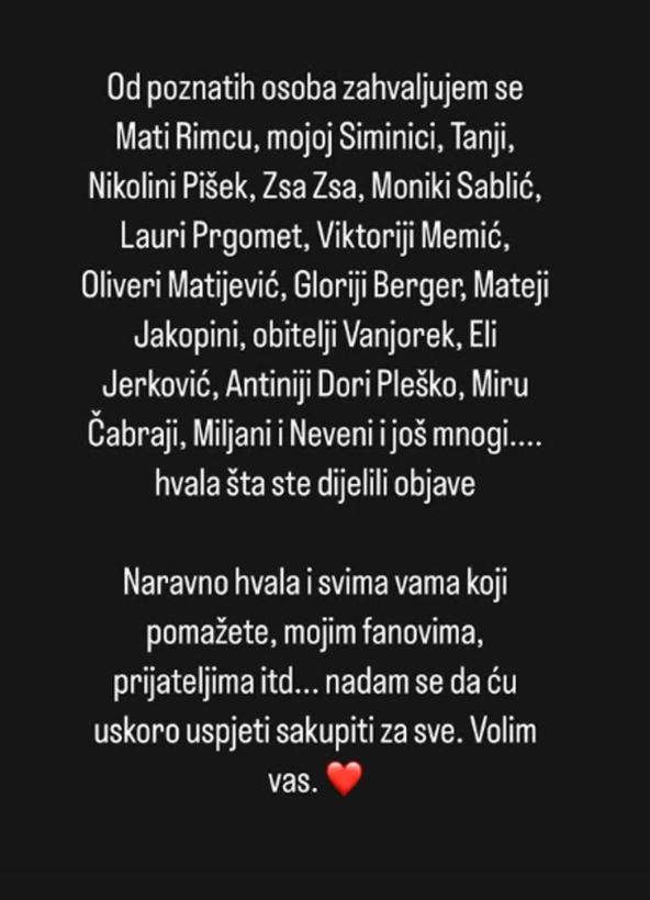 Ava Karabatić se zahvalila onima koji su joj pomogli