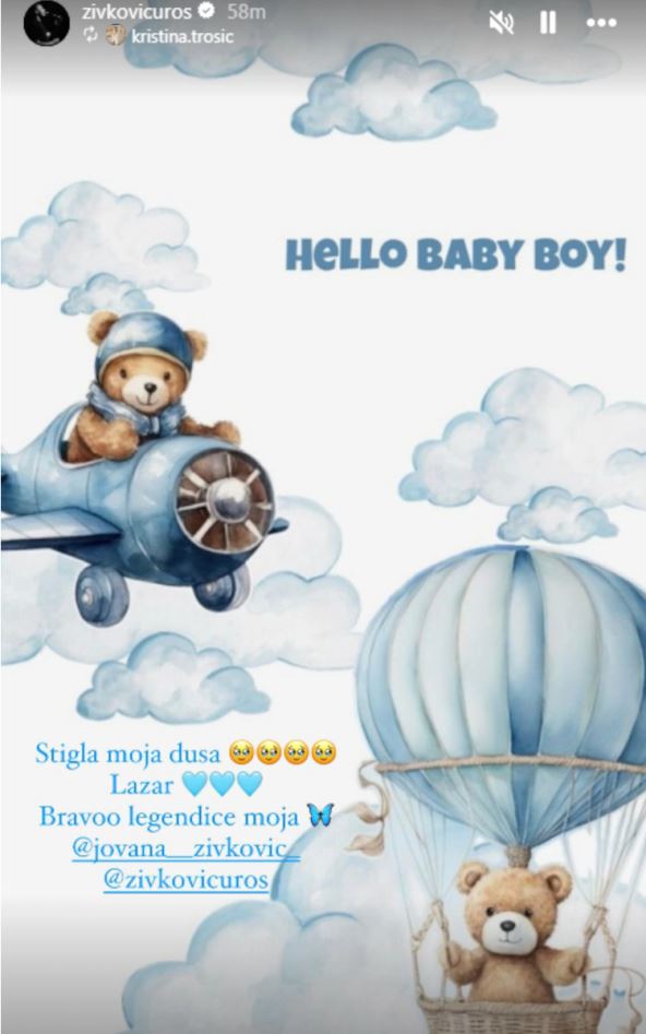 Objava Uroša Živkovića o dolasku sina