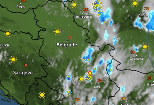 Vreme i radar pljusak u Srbiji
