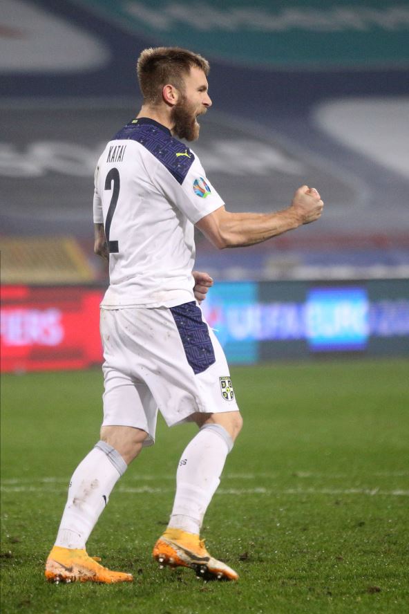 Aleksandar Katai slavi gol za Srbiju