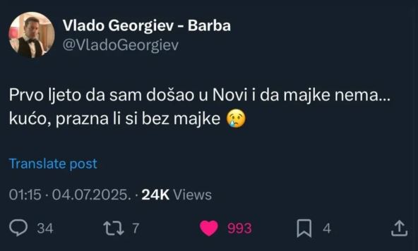 Vlado Georgiev o pokojnoj majci i kući