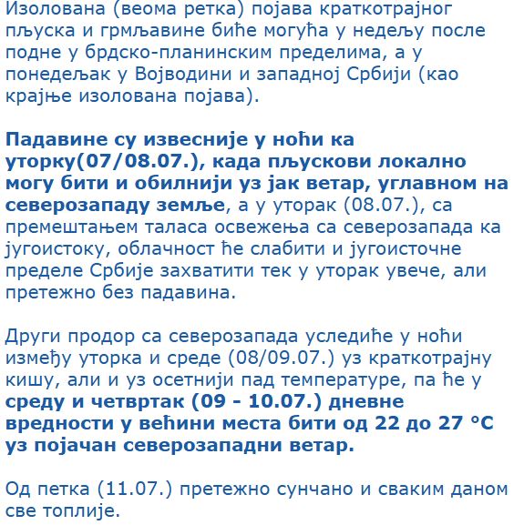 RHMZ Vremenska prognoza