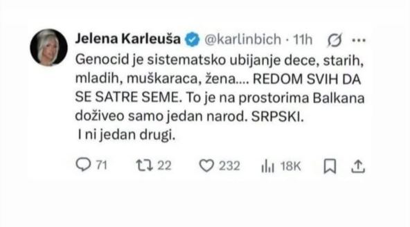 Jelena Karleuša o Srebrenici