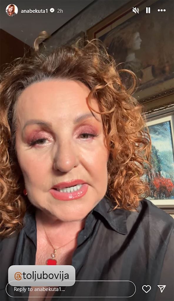 Ana Bekuta u instaram priči