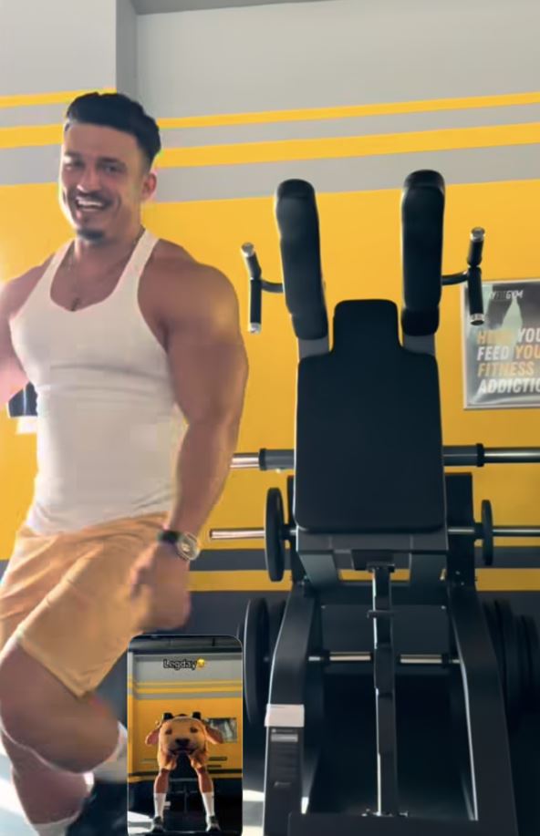 Vežbač u teretani u smešnom šortsu