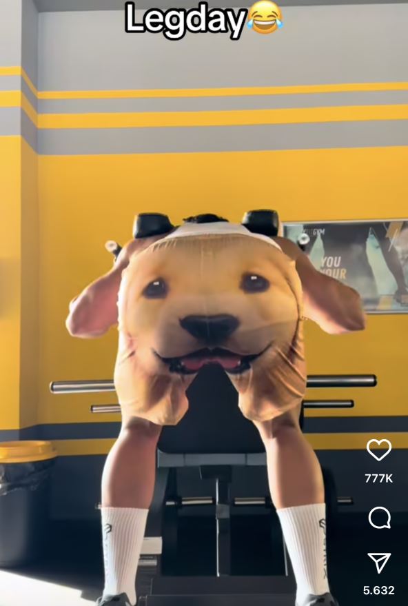 Vežbač sa psom na zadnjici