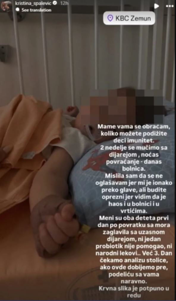 Sin Kristijana Golubovića hitno hospitalizovan: Ništa ne pomaže, oglasila se Kristina iz bolnice
