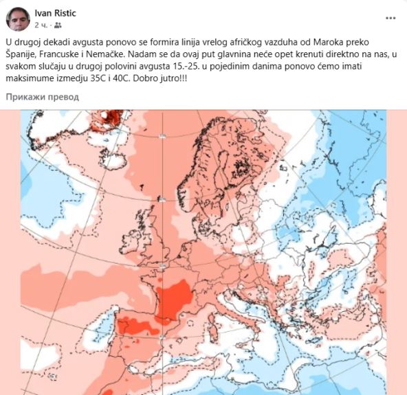 vremenska prognoza Ivana Ristica