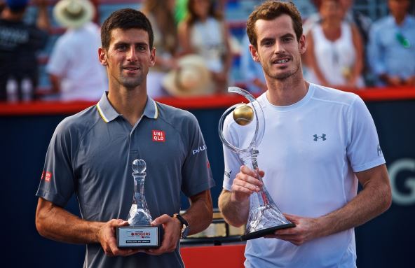 Novak Đoković i Endi Marej na dodeli pehara, nakon što je Englez pobedio Srbina u finalu Montreala