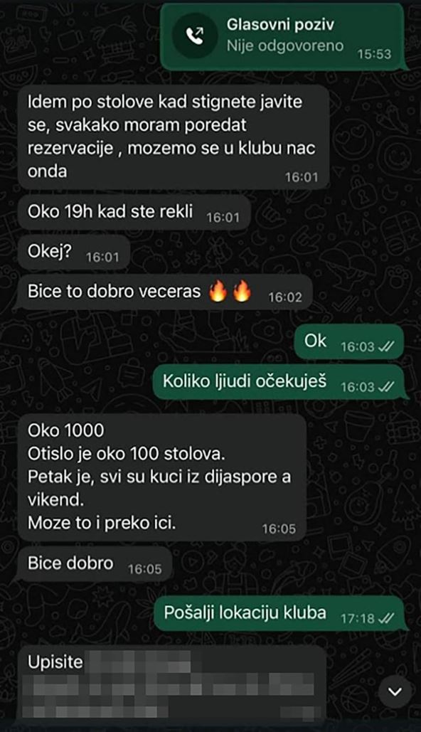 prepiska Sašinog menadžera i organizatora