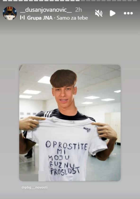 Objava Dušana Jovanovića o Partizanu i Zvezdi.