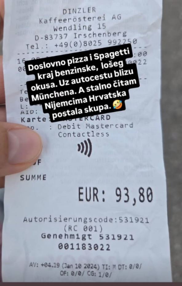 Pevačica je na svom Instagram profilu objavila fotografiju računa