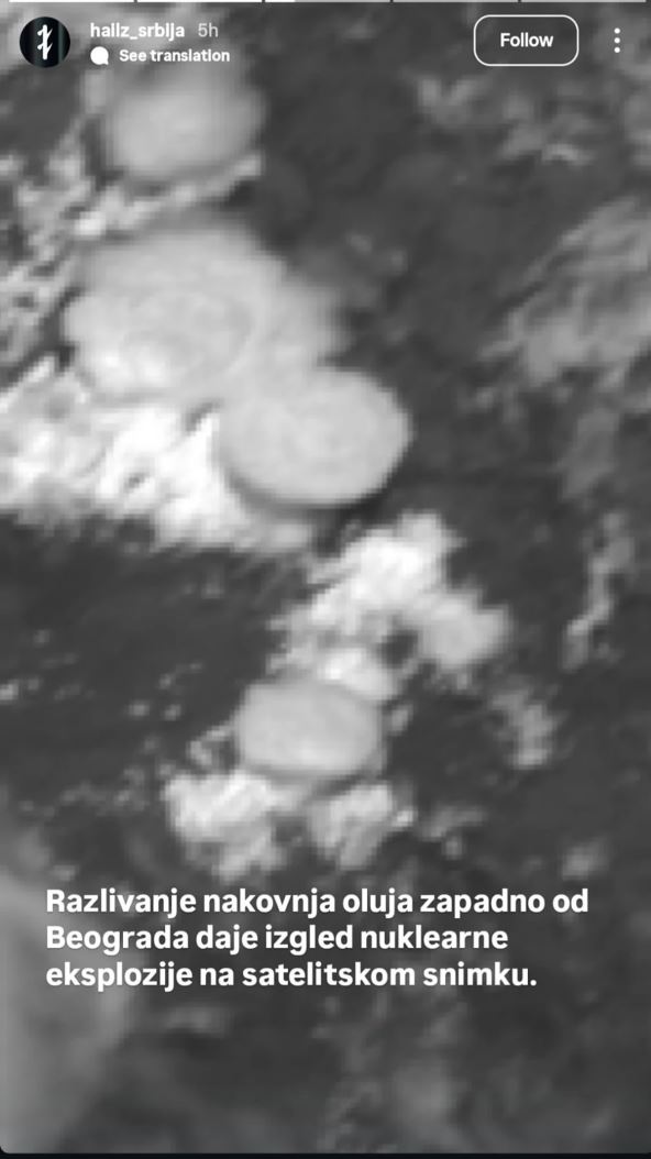 Slika 2 - Razvijanje oluje kod Beograda