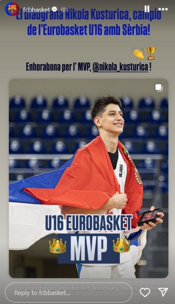Barselona čestitala Nikoli Kusturici titulu Eurobasketa i MVP nagradu
