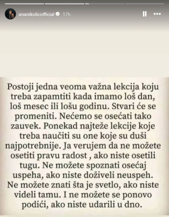 Ana je objavila citat par sati pre sukoba sa Raletom