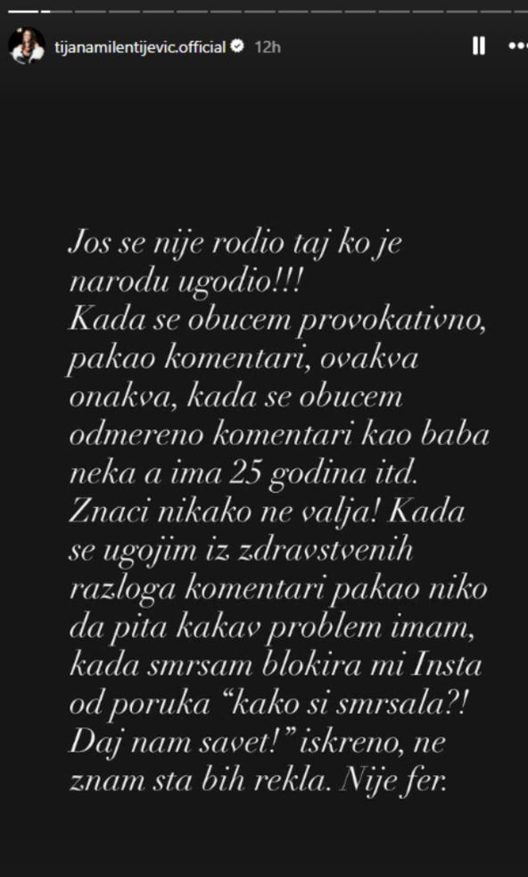 Tijana se obratila svojim fanovima na Instagramu
