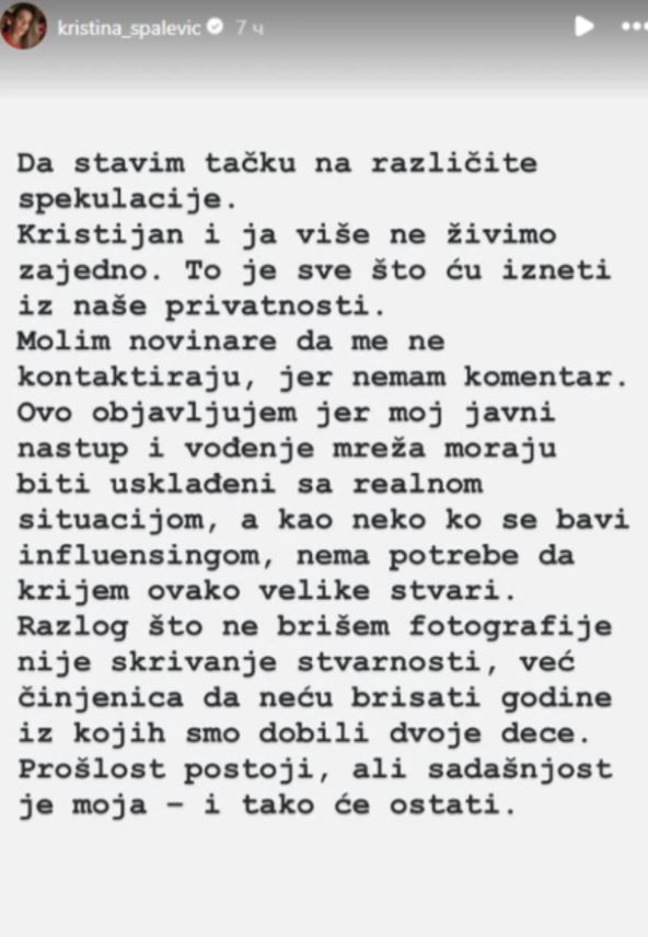 Kristina Spalević je oglasila na društvenim mrežama