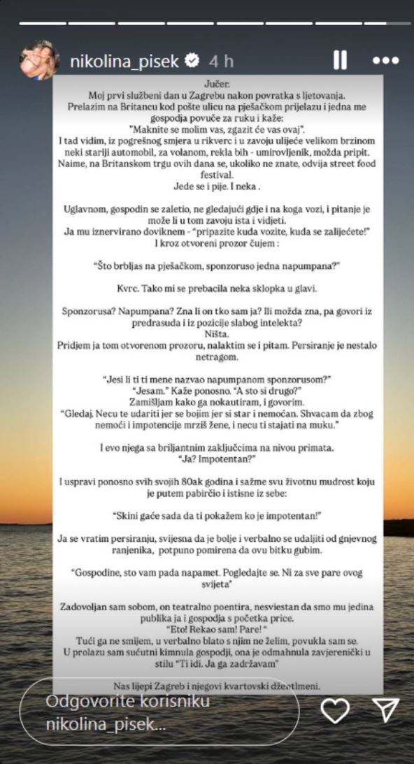 Nikolina Pišek o svađi u Zagrebu