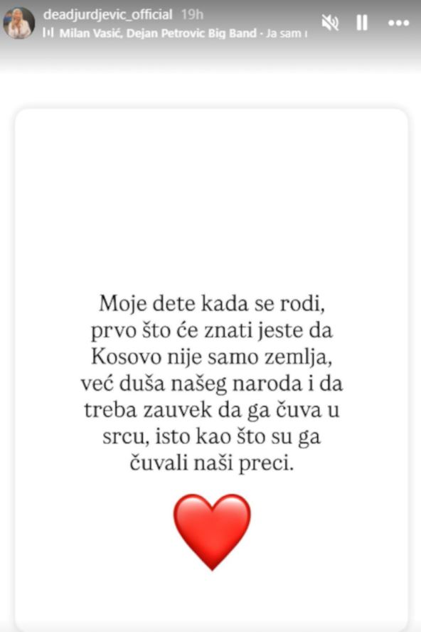 Objava Dee Đurđević o detetu