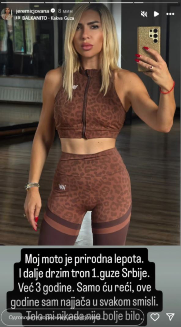 Jovana Jeremić hvali zadnjicu u teretani