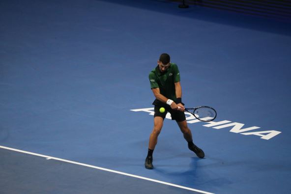 Novak Đoković na meču protiv Boržesa