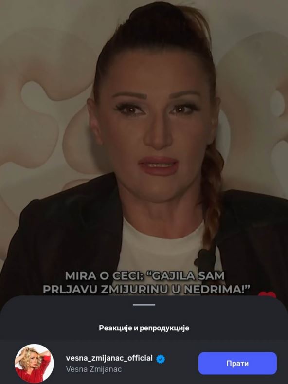 Vesna Zmijanac lajkovala video Mire Škorić o Ceci