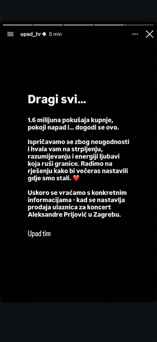 Saopštenje zbog Aleksandre Prijović