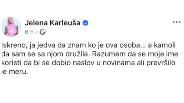 Jelena Karleuša odgovor Tijani Dapčević