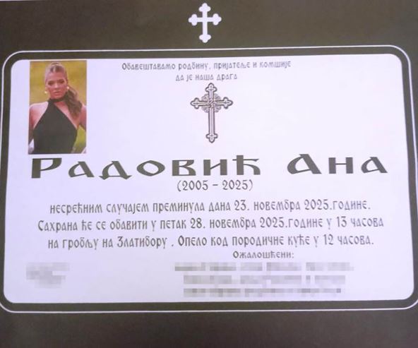 umrlica devojke Ane Radović