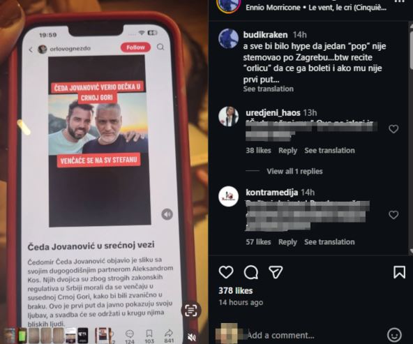 Objava o lažnoj veridbi Čede Jovanovića sa Acom