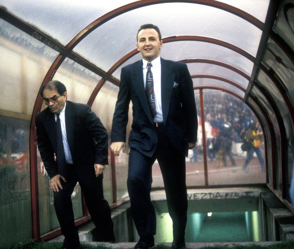 Dragoslav Šekularac i Željko Ražnatović Arkan u tunelu stadiona Crvene zvezde