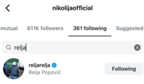 Nikolija Jovanović zapratila Relju na Instagramu
