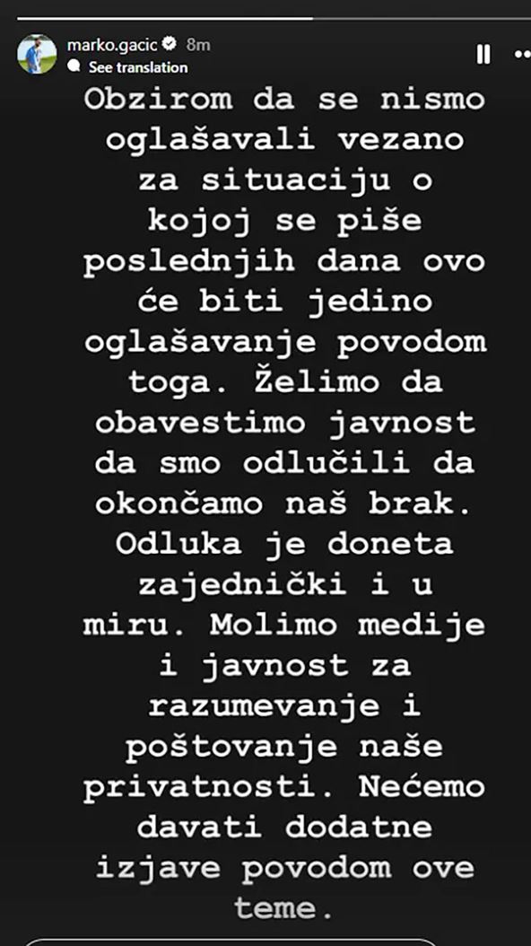 Oglasio se Marko Gačić